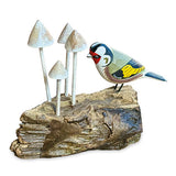 Goldfinch with Mushrooms Sculpture
