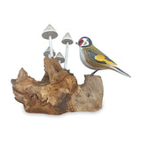 Goldfinch with Mushrooms Sculpture
