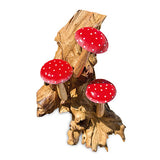 Red Wall Hanging 3 Mushrooms Sculpture