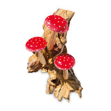 Red Wall Hanging 3 Mushrooms Sculpture
