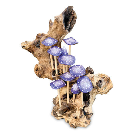 10 Lilac Mushrooms Cluster Mini Sculpture 25cm