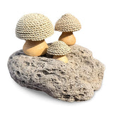 Thatched Coastal Toadstool Trio on Pumice Stone 13cm