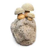 Thatched Coastal Toadstool Trio on Pumice Stone 13cm