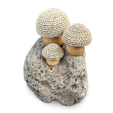 Thatched Coastal Toadstool Trio on Pumice Stone 13cm