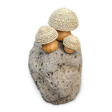 Thatched Coastal Toadstool Trio on Pumice Stone 13cm