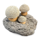 Thatched Coastal Toadstool Trio on Pumice Stone 13cm