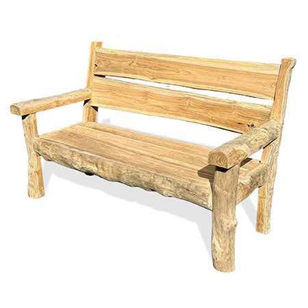 Rustic Solid Teak Chunky Garden Bench 170cm