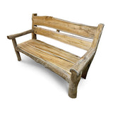 Rustic Solid Teak Chunky Garden Bench 170cm