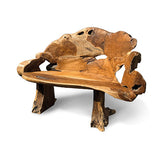 Twin Trunk Teak Root Statement Bench 150cm