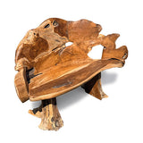 Twin Trunk Teak Root Statement Bench 150cm