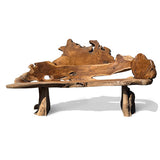 Twin Trunk Teak Root Statement Bench 180cm