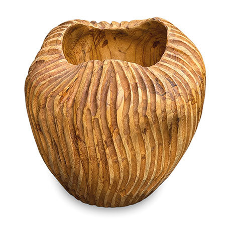 Striped Teak Vase 22-25cm