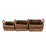 Lombok Rectangular Set of 3 Water Hyacinth & Banana Leaf Baskets (medium flexible)
