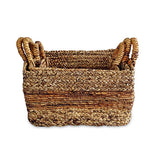 Lombok Rectangular Set of 3 Water Hyacinth & Banana Leaf Baskets (medium flexible)