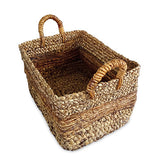 Lombok Rectangular Set of 3 Water Hyacinth & Banana Leaf Baskets (medium flexible)