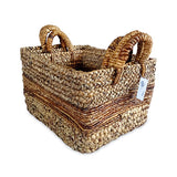 Lombok Rectangular Set of 3 Water Hyacinth & Banana Leaf Baskets (medium flexible)