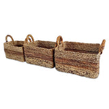 Lombok Rectangular Set of 3 Water Hyacinth & Banana Leaf Baskets (medium flexible)