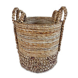 Seminyak Round Set of 3 Water Hyacinth & Banana Leaf Baskets (medium flexible)