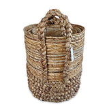 Seminyak Round Set of 3 Water Hyacinth & Banana Leaf Baskets (medium flexible)