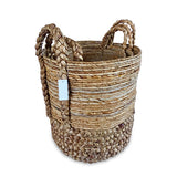 Seminyak Round Set of 3 Water Hyacinth & Banana Leaf Baskets (medium flexible)