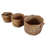 Canggu Round Set of 3 Banana Leaf Baskets (medium flexible)
