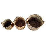 Canggu Round Set of 3 Banana Leaf Baskets (medium flexible)