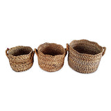 Canggu Round Set of 3 Banana Leaf Baskets (medium flexible)