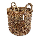 Java Round Set of 3 Banana Leaf & Rattan Baskets (hard flexible)