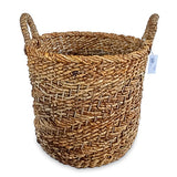 Java Round Set of 3 Banana Leaf & Rattan Baskets (hard flexible)