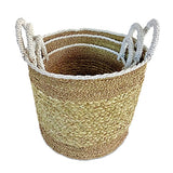 Flores Round Set of 3 Seagrass, Raffia & Rush Baskets (soft flexible)