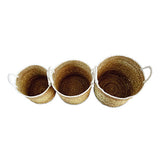 Flores Round Set of 3 Seagrass, Raffia & Rush Baskets (soft flexible)