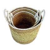 Flores Round Set of 3 Seagrass, Raffia & Rush Baskets (soft flexible)