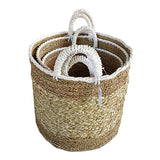 Flores Round Set of 3 Seagrass, Raffia & Rush Baskets (soft flexible)