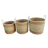 Flores Round Set of 3 Seagrass, Raffia & Rush Baskets (soft flexible)