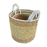 Flores Round Set of 3 Seagrass, Raffia & Rush Baskets (soft flexible)