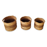 Bali Round Set of 3 Banana Leaf Baskets (medium flexible)
