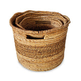 Bali Round Set of 3 Banana Leaf Baskets (medium flexible)