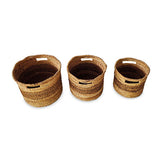 Bali Round Set of 3 Banana Leaf Baskets (medium flexible)