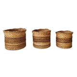 Bali Round Set of 3 Banana Leaf Baskets (medium flexible)