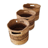 Bali Round Set of 3 Banana Leaf Baskets (medium flexible)