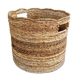 Bali Round Set of 3 Banana Leaf Baskets (medium flexible)
