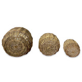 Country Kubu Grey Barrel Round Planter Baskets set of 3, lined (largest W 46 x H 35cm)