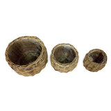 Country Kubu Grey Barrel Round Planter Baskets set of 3, lined (largest W 46 x H 35cm)