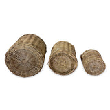 Farmhouse Kubu Grey Tall Round Planter Baskets set of 3, lined (largest W 50 x H 57cm)