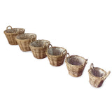 Classic Kubu Grey Round Planter Baskets set of 6, lined (largest W 50 x H 39cm)