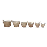Classic Kubu Grey Round Planter Baskets set of 6, lined (largest W 50 x H 39cm)