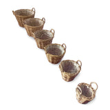 Classic Kubu Grey Round Planter Baskets set of 6, lined (largest W 50 x H 39cm)