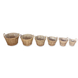 Classic Kubu Grey Round Planter Baskets set of 6, lined (largest W 50 x H 39cm)