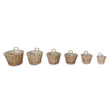 Classic Kubu Grey Round Planter Baskets set of 6, lined (largest W 50 x H 39cm)