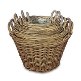 Classic Kubu Grey Round Planter Baskets set of 6, lined (largest W 50 x H 39cm)